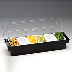 Zicco Bar Container, with Polycarbonate Lid, Set of 6, 50x16x9.5 cm, Black - 1