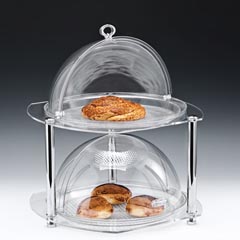 Zicco Display Stand, Polycarbonate Dome, Roll Top Lid, 2 Tier, 38x39x44 cm - Zicco