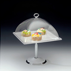 Zicco Melamine Base Cloche, Polycarbonate Lid, With Stand, 30x30x37 cm, White - Zicco