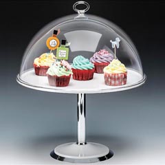 Zicco Melamine Base Cloche, with Polycarbonate Lid, Footed, 33x39 cm, White - Zicco