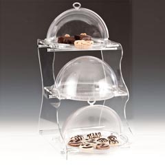 Zicco Polycarbonate Cloche Display Stand, Roll Top Lid, 3 Tier, 36x45x67 cm - Zicco