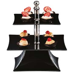 Zicco Polycarbonate Display Stand, 2 Tier, 24 cm Height, Black - Zicco