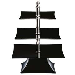 Zicco Polycarbonate Display Stand, 3-Tier, 39 cm Height, Black - Zicco