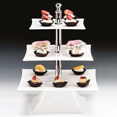 Zicco Polycarbonate Display Stand, 3 Tier, 39 cm Height, White - Zicco