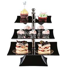 Zicco Polycarbonate Display Stand, 3 Tier, 44 Cm Height, Black - Zicco