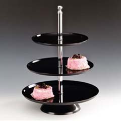 Zicco Polycarbonate Pastry Fruit Display Stand, 3 Tier, 25x30x35x50 cm, Black - Zicco