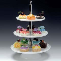 Zicco Polycarbonate Pastry Fruit Display Stand, 3 Tier, 25x30x35x50 cm, White - Zicco