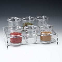 Zicco Polycarbonate Sauce and Spice Holder, With Acrylic Stand, Set of 6, 42x26x20 cm - Zicco