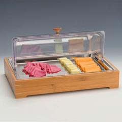 Zicco Refrigerated Display Stand, Wooden Base, Polycarbonate Roll Top Lid, 30x45x21 cm - Zicco