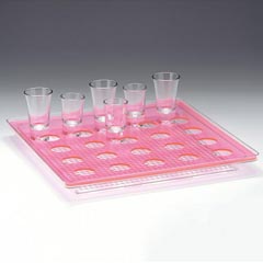Zicco Shot Presentation and Service Stand, Polycarbonate Tray, Square, Set of 25, 34x24 cm, Pink - Zicco