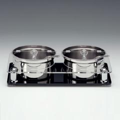 Zicco Squeeze Bottle Jam Stand, Steel Bowled, Polycarbonate Lid, Set of 2 - Zicco