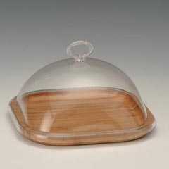 Zicco Wooden Base Cloche, Acrylic Lid, 21x21x13 cm - Zicco