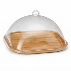Zicco Wooden Base Glass Dome, Acrylic Lid, 25x25x14 cm - Zicco 