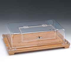 Zicco Wooden Base Storage Container, Window Lid, Steel Handles, 59x39 cm - Zicco