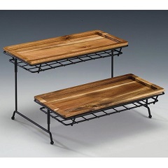 Zicco Wooden Display Stand, Metal Legs, 30x30x18 cm - Zicco